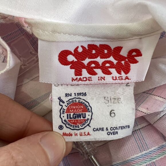 Cuddle Teen Vintage Girls Dress Size 6 Purple Stripes White Collar Union Made - Picture 6 of 7